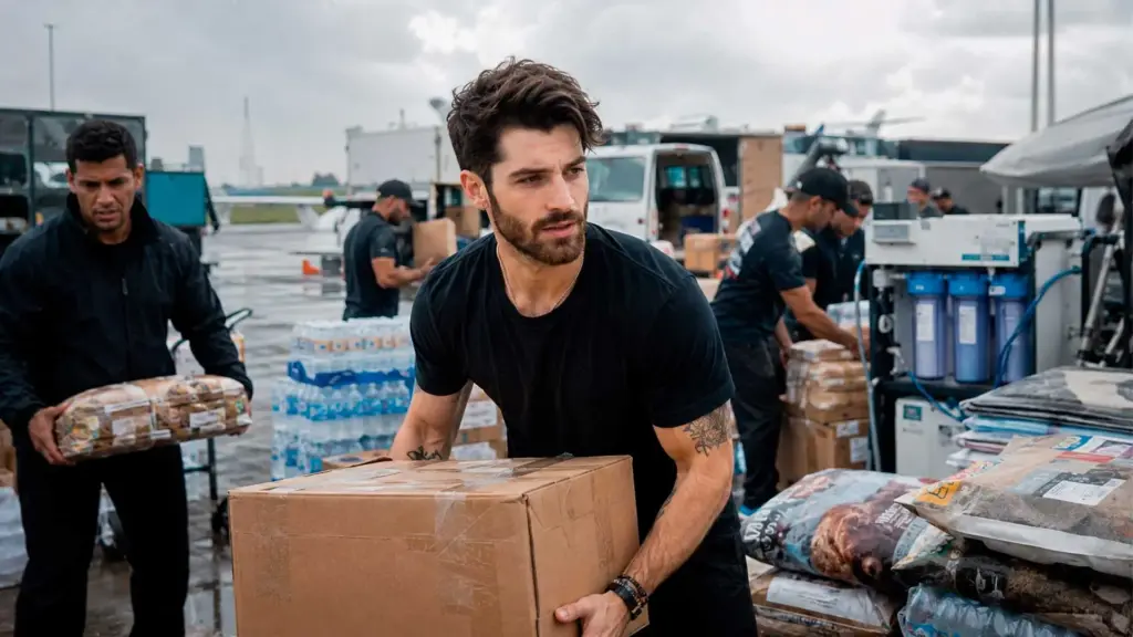 Alok mobiliza empresas, envia comboio com mais de 350 toneladas de alimentos, água, colchões, ração e equipamentos ao RS, doa cachês de três shows e compra quatro máquinas para transformar água barrenta em potável Alok mobiliza empresas, envia comboio com mais de 350 toneladas de alimentos, água, colchões, ração e equipamentos ao RS, doa cachês de três shows e compra quatro máquinas para transformar água barrenta em potável