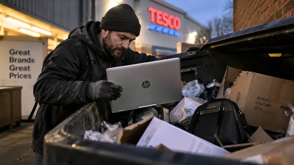 Técnico que trabalhava cerca de 90 horas por semana passou a vasculhar descartes de lojas, encontrou laptop de £1 mil e afirma ganhar cerca de £50 mil por ano