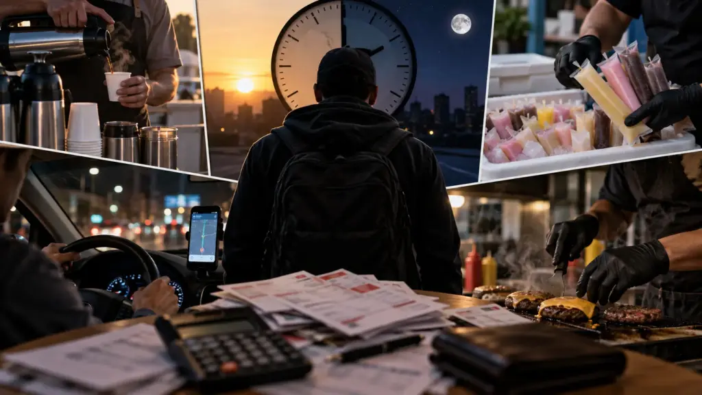 Aos 30 anos, homem acumula dívida de R$ 200 mil e passa a trabalhar das 5h45 até depois das 23h, vendendo café, fazendo geladinhos, dirigindo por aplicativo e preparando hambúrgueres Aos 30 anos, homem acumula dívida de R$ 200 mil e passa a trabalhar das 5h45 até depois das 23h, vendendo café, fazendo geladinhos, dirigindo por aplicativo e preparando hambúrgueres
