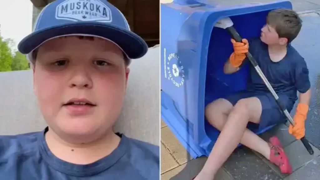 Menino de 11 anos chora após primeiro cliente dizer “não”, insiste cobrando US$ 10 para lavar lixeiras e acaba conquistando dezenas de clientes e mais de 100 mil seguidores