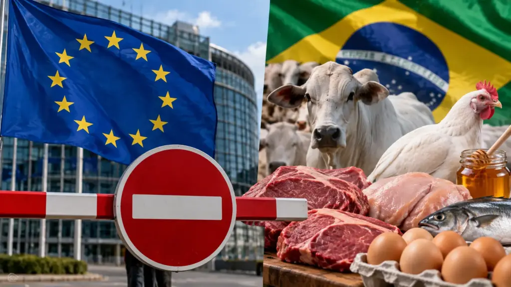 União Europeia fecha as portas para carnes do Brasil e trava mercado bilionário: bloqueio atinge bovinos, frango, ovos, mel e pescados, põe R$ 2,9 bilhões em jogo e já provoca temor entre pecuaristas do Reino Unido