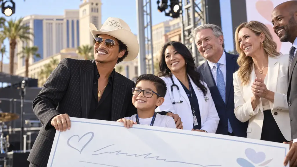 Bruno Mars doa US$ 1 milhão para construir primeiro hospital exclusivamente infantil de Nevada, e MGM iguala contribuição para ampliar atendimento pediátrico