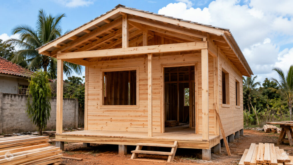 Casa de madeira de 30 m² aparece por cerca de R$ 20 mil e desafia a alvenaria com montagem rápida, menos desperdício e estrutura em pinus tratado que transforma um kit compacto em alternativa para quem quer construir gastando menos