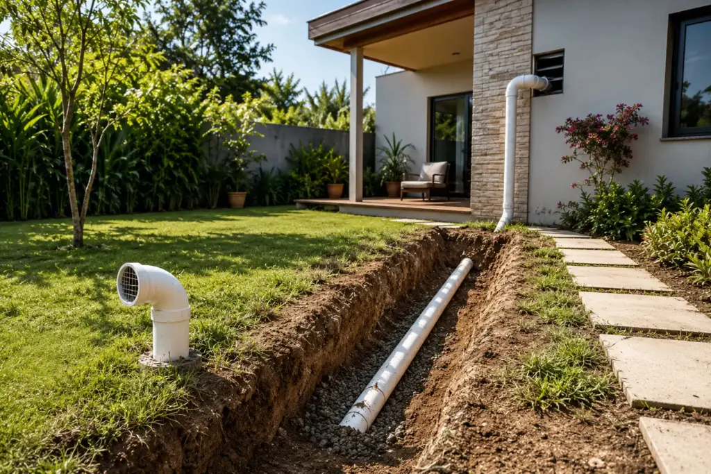 Gambiarra com tubo de PVC enterrado no quintal consegue refrescar a casa sem ar-condicionado: sistema percorre 10 metros a 60 centímetros de profundidade, aproveita solo a 22°C e pode reduzir a temperatura do ar em até 8°C