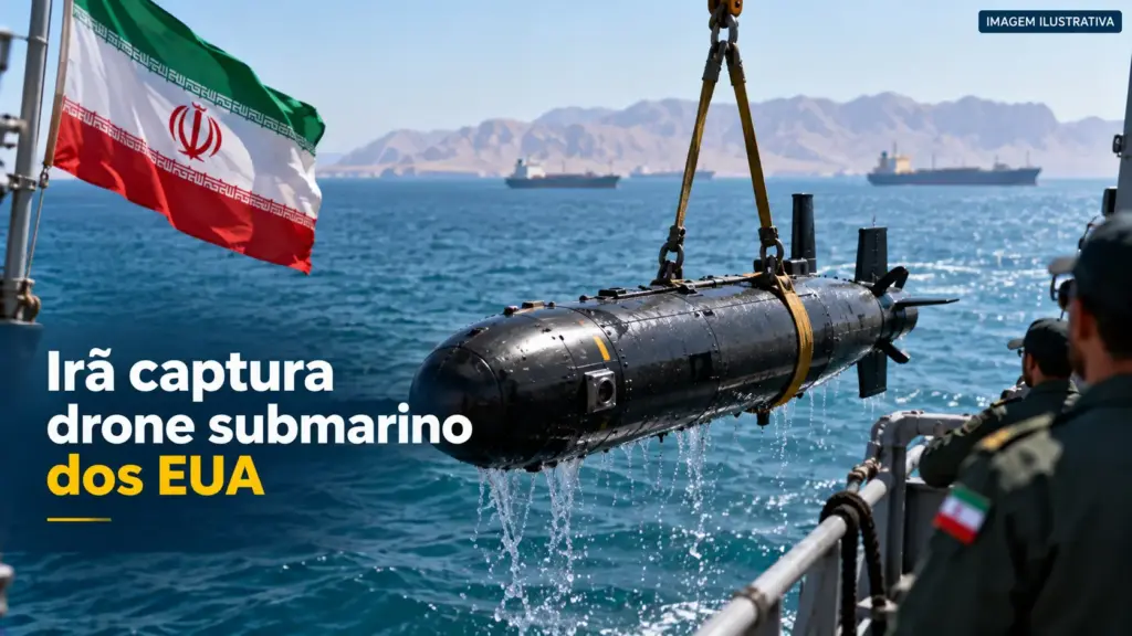 Irã captura drone submarino americano de US$ 2,5 milhões no Estreito de Ormuz, veículo de 5,8 metros que mergulha a 6 mil metros e opera sozinho por até 10 dias