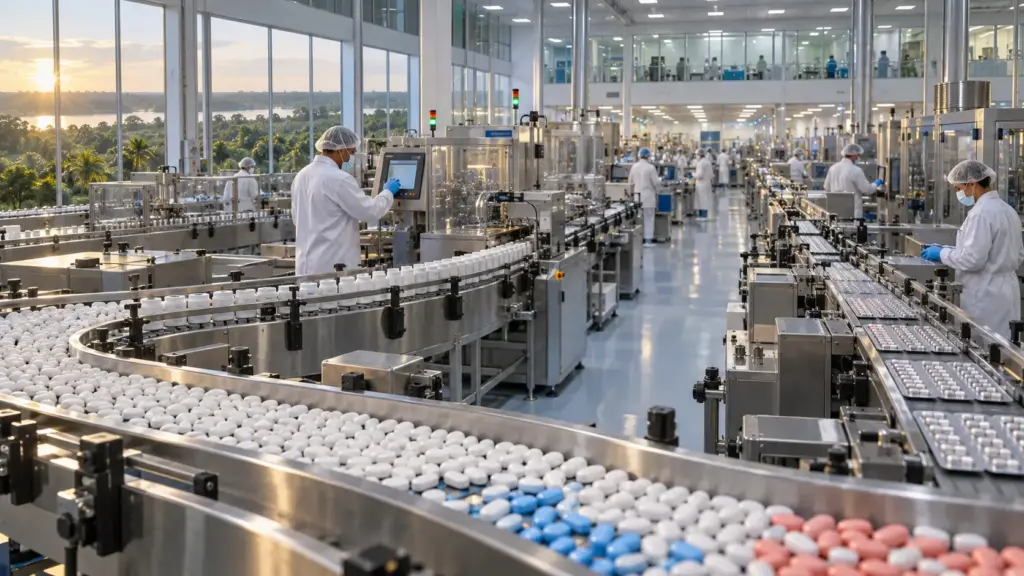 Fábrica que começou produzindo medicamentos em Manaus há 12 anos agora recebe R$ 300 milhões para acelerar as linhas e chegar a até 2,5 bilhões de comprimidos por mês