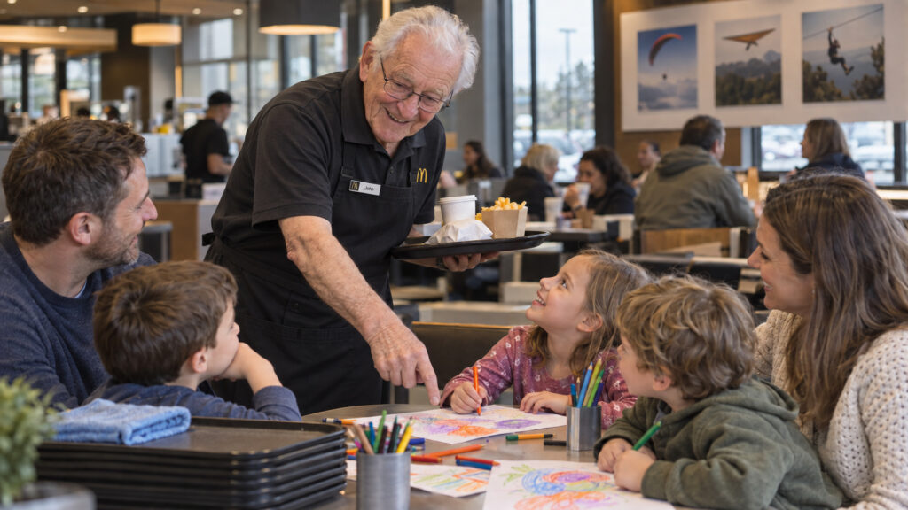 Aos 91 anos e viúvo há 24, ele continua trabalhando no McDonald’s, conversa com crianças durante o expediente e viraliza após clientes perguntarem por que ainda não parou
