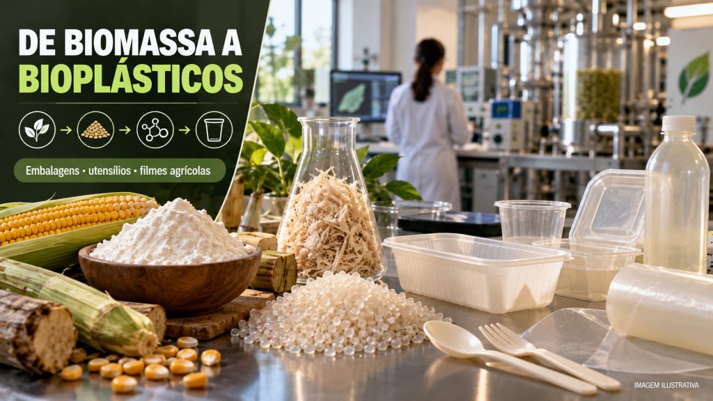 Plástico feito de milho, amido e celulose promete substituir embalagens convencionais, mas cientistas alertam que nem todo bioplástico desaparece na natureza e descarte errado pode manter a poluição