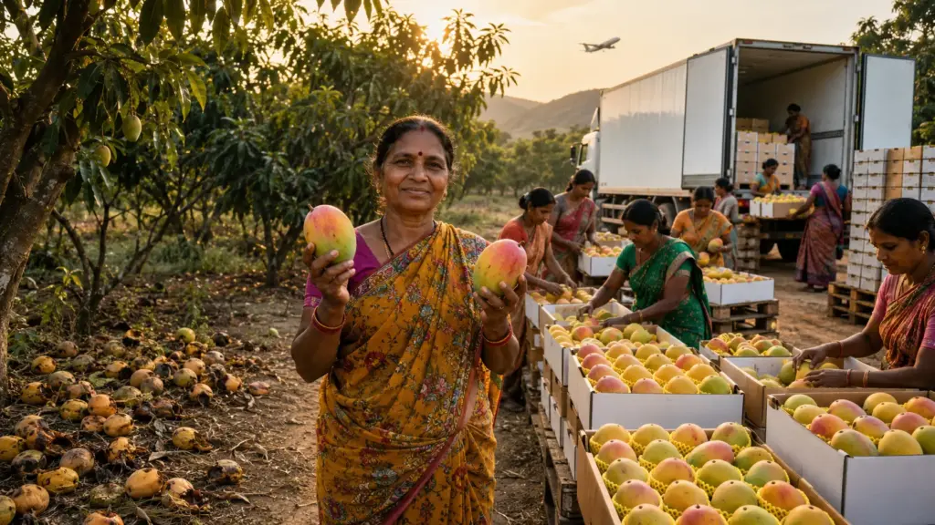 Ela cultivava mangas por 8 anos, via parte da produção apodrecer e aceitava o preço disponível. Agora aos 50, vende quase 2 toneladas por nova rede de compradores na Europa e triplica renda com a fruta