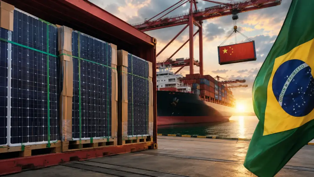 Brasil concentra 99% das importações de painéis solares em um único país, revelando dependência inédita da China no mercado de energia fotovoltaica e levantando novos debates sobre indústria nacional, preços, cadeia de suprimentos e segurança energética 