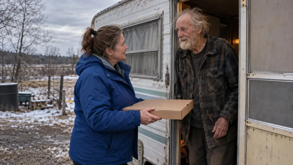 Entregadora de pizza leva pedido para idoso de 76 anos, descobre que ele vivia sozinho em trailer de 3,6 metros sem água, luz ou aquecimento, compra um aquecedor, pede ajuda à comunidade, arrecada US$ 32 mil em dois meses e entrega a ele uma nova casa mobiliada Entregadora de pizza leva pedido para idoso de 76 anos, descobre que ele vivia sozinho em trailer de 3,6 metros sem água, luz ou aquecimento, compra um aquecedor, pede ajuda à comunidade, arrecada US$ 32 mil em dois meses e entrega a ele uma nova casa mobiliada