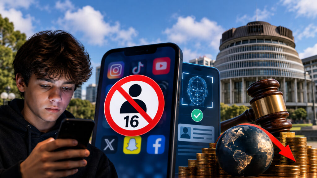 Nova Zelândia quer barrar contas em redes sociais para menores de 16 anos, exige verificação real de idade e prevê multas de até 10% do faturamento global das plataformas que descumprirem regras