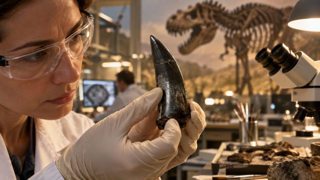 Cientistas analisam esmalte de dentes de Tiranossauro rex e encontram temperatura corporal estimada em 36,3°C, próxima à humana, reforçando que o predador era de sangue quente, podia manter atividade por mais tempo e teria condições de viver até em regiões da América do Norte sujeitas a temperaturas congelantes