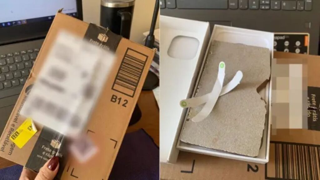 Cliente compra um iPhone 16 Pro Max de R$ 8,5 mil esperando receber o aparelho, mas abre a caixa e encontra um pedaço de pedra; o reembolso é negado num primeiro momento e o caso viraliza em 2025 até a Amazon devolver o valor integral após a repercussão
