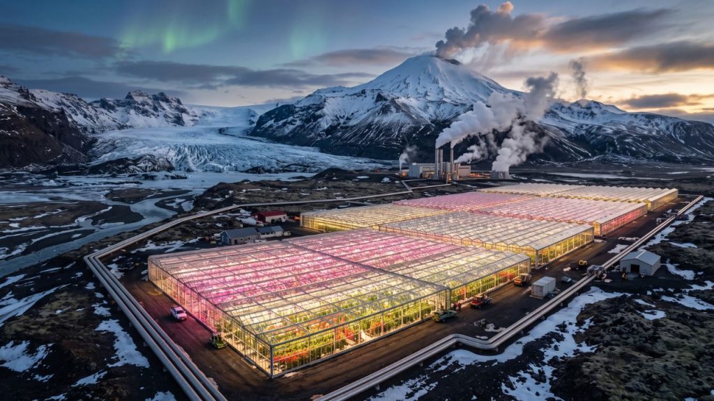 Como a Islândia está transformando gelo, vulcões e energia geotérmica em um novo paraíso agrícola, produzindo frutas e vegetais em estufas aquecidas mesmo onde o frio domina boa parte do ano
