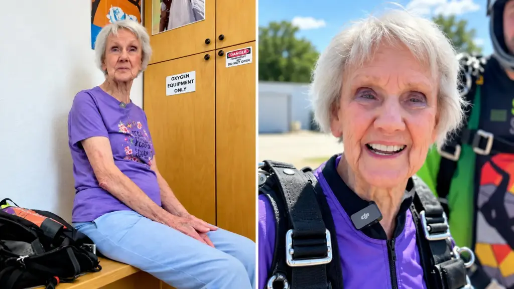 Aos 100 anos, mulher comemora aniversário saltando de paraquedas na Califórnia e repete feito realizado aos 80 e 90, mantendo tradição há duas décadas