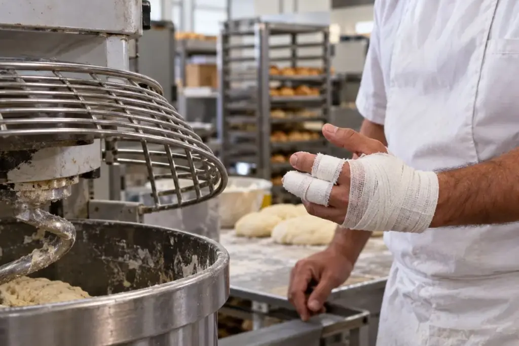Confeiteiro que perdeu três dedos da mão direita quando a máquina de sovar da padaria inverteu a rotação sem aviso vai receber mais de R$ 200 mil em indenizações, por decisão unânime de 2023 da 9ª Turma do TRT de São Paulo, que flagrou equipamento sem travas de segurança Confeiteiro que perdeu três dedos da mão direita quando a máquina de sovar da padaria inverteu a rotação sem aviso vai receber mais de R$ 200 mil em indenizações, por decisão unânime de 2023 da 9ª Turma do TRT de São Paulo, que flagrou equipamento sem travas de segurança
