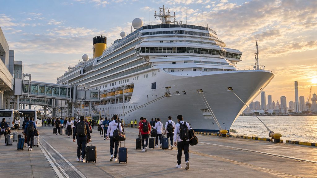 Japão transforma navio de cruzeiro em alojamento para até 5 mil atletas e dirigentes nos Jogos Asiáticos e evita construir vila permanente