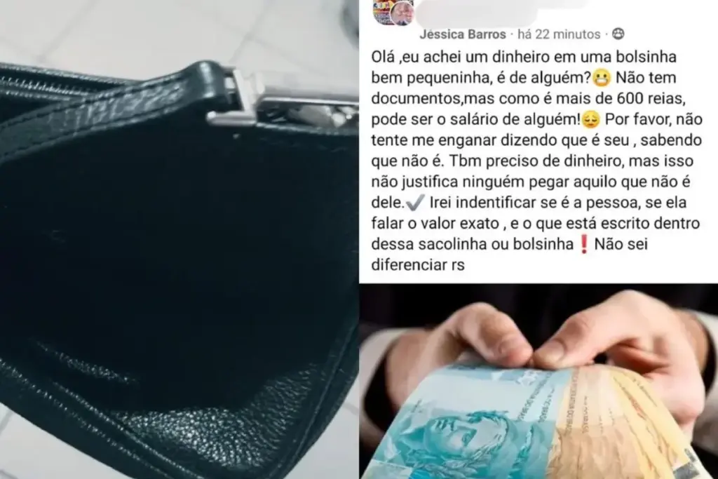 Desempregada havia três meses, jovem acha numa sarjeta uma bolsa com R$ 1.740 do benefício de uma idosa, devolve cada centavo e é contratada pelo lar de idosos que soube da história.