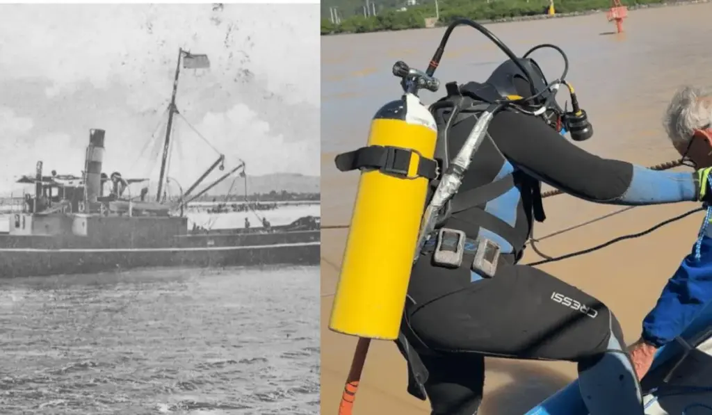 Mergulhadores entram praticamente às cegas no fundo do rio em Santa Catarina, enfrentam forte correnteza para alcançar o “Titanic de SC” afundado há 133 anos, cortam seu aço e preparam operação para finalmente arrancar o gigante do leito e abrir espaço para navios ainda maiores