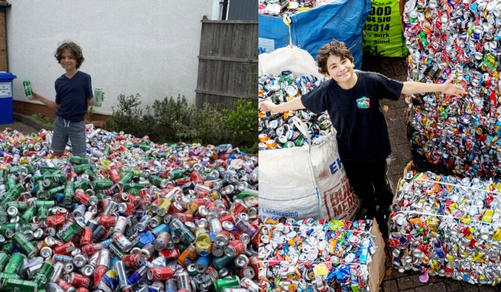 Aos 10 anos, garoto começa a recolher latinhas para ajudar pessoas e o meio ambiente, chega aos 13 com 1,5 milhão de unidades recicladas, processa mais de 1 tonelada de alumínio por mês e arrecada cerca de R$ 130 mil, mas decide doar o dinheiro a bancos de alimentos e instituições beneficentes Aos 10 anos, garoto começa a recolher latinhas para ajudar pessoas e o meio ambiente, chega aos 13 com 1,5 milhão de unidades recicladas, processa mais de 1 tonelada de alumínio por mês e arrecada cerca de R$ 130 mil, mas decide doar o dinheiro a bancos de alimentos e instituições beneficentes