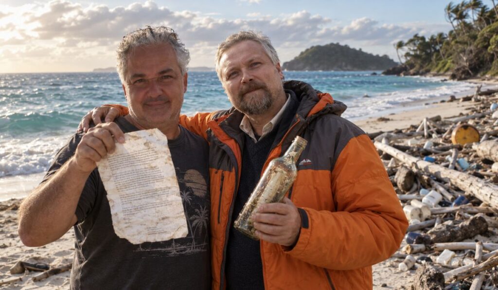 Marinheiro norueguês joga carta ao mar perto do Chile em 2007, garrafa cruza cerca de 14.500 km e aparece numa ilha australiana cinco anos depois; homem procura o dono no Facebook, mensagem fica esquecida por três anos e o achado vira amizade com reencontro quase duas décadas depois