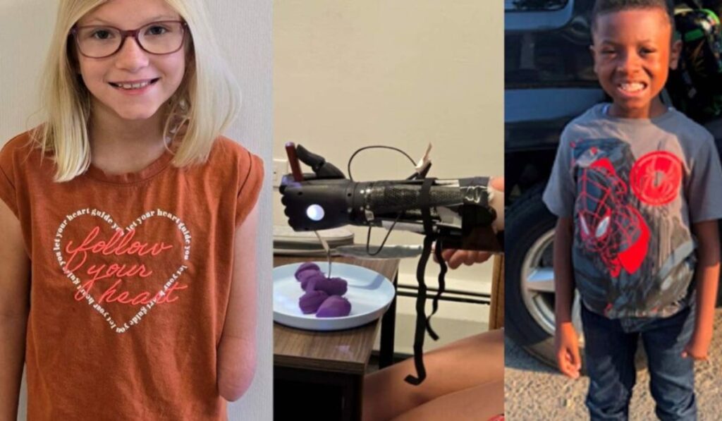 Menina de 9 anos arrecada US$ 24 mil após seguro negar braço biônico, mas desconhecido aparece e paga a prótese inteira; quando descobre que todo o dinheiro havia sobrado, ela decide usá-lo para dar o mesmo braço a outro menino de 9 anos que vendia limonada para realizar o sonho Menina de 9 anos arrecada US$ 24 mil após seguro negar braço biônico, mas desconhecido aparece e paga a prótese inteira; quando descobre que todo o dinheiro havia sobrado, ela decide usá-lo para dar o mesmo braço a outro menino de 9 anos que vendia limonada para realizar o sonho