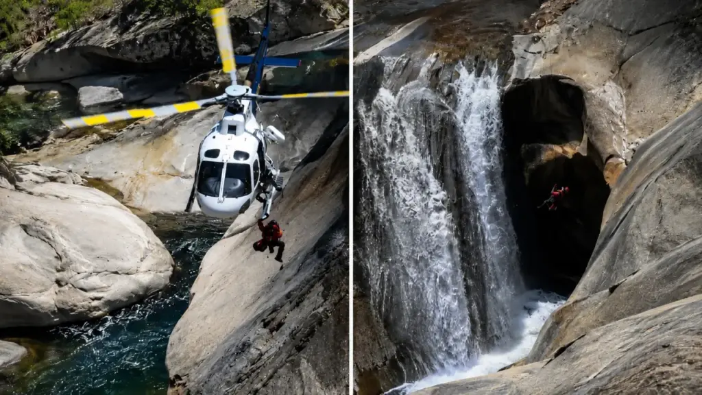 Homem de 46 anos decide descer cachoeiras sozinho após amigos desistirem, fica preso atrás da queda-d’água e passa dois dias encharcado até drone encontrá-lo vivo