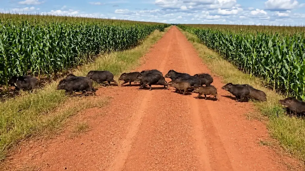 Produtores de Mato Grosso do Sul mudam o que plantam após ataques de javalis selvagens destruírem áreas de milho, enquanto a pressão dos animais já alcança também lavouras de soja no Centro-Oeste brasileiro