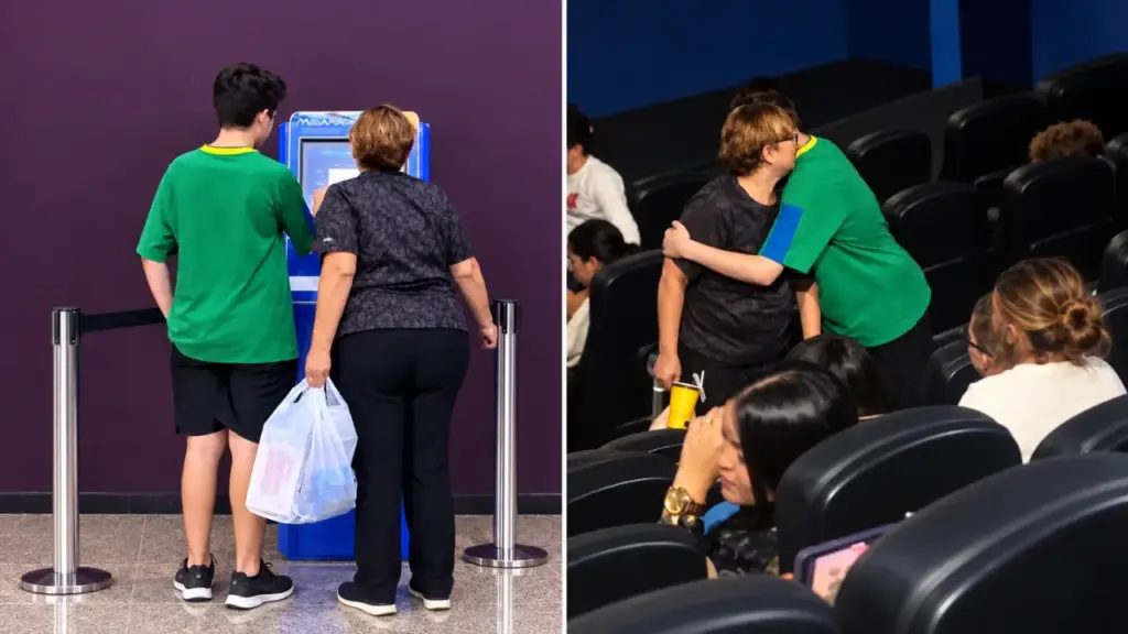 Adolescente de 14 anos ajuda mulher de 62 a comprar ingresso no cinema, descobre que ela estava sozinha no próprio aniversário e volta no meio da sessão com pipoca, refrigerante e um abraço