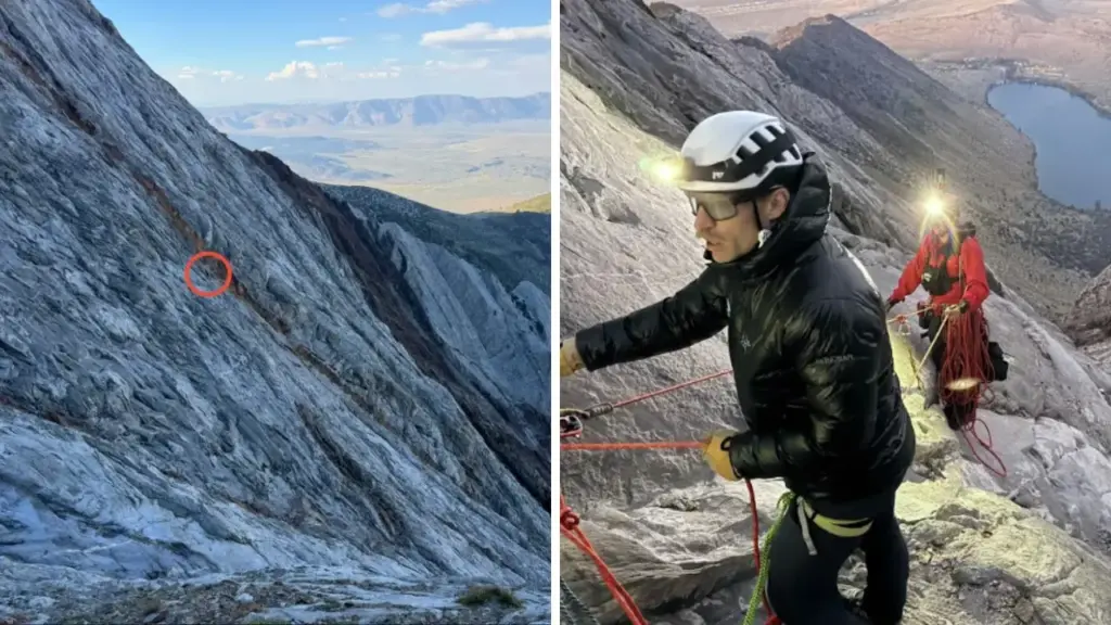 Escalador erra a rota na Sierra Nevada e fica preso com apenas um pé apoiado numa saliência de 15 centímetros, enquanto voluntários enfrentam uma operação de mais de 15 horas para conseguir retirá-lo da montanha