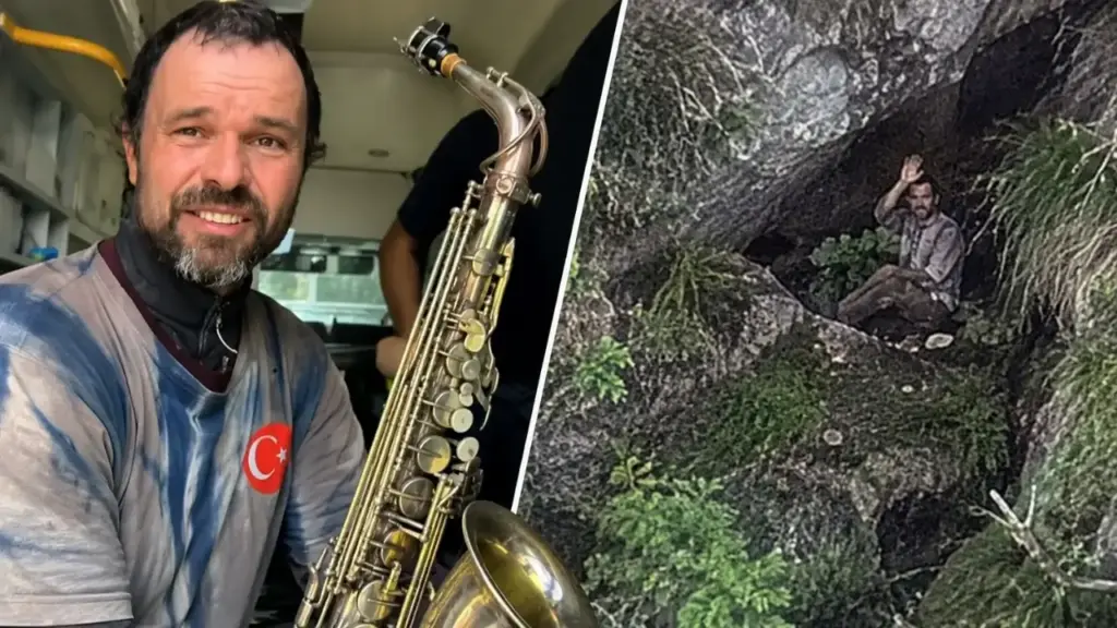 Homem fica sete dias desaparecido em montanha, sem comida e sem telefone, encontra abrigo em uma caverna e toca saxofone para ajudar socorristas a chegar até ele Homem fica sete dias desaparecido em montanha, sem comida e sem telefone, encontra abrigo em uma caverna e toca saxofone para ajudar socorristas a chegar até ele