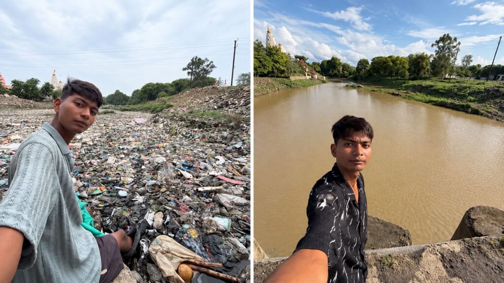 Estudante de 21 anos passa meses retirando com as próprias mãos garrafas, ervas daninhas e resíduos do rio, publica fotos impressionantes do antes e depois e acaba mobilizando a prefeitura, que passa a fornecer máquinas para ampliar a limpeza iniciada sozinho