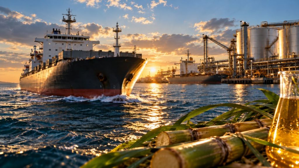 Etanol de cana brasileiro pode ganhar espaço nos navios ainda em 2026 se IMO aprovar padrão que permite contabilizar redução de carbono no transporte marítimo Etanol de cana brasileiro pode ganhar espaço nos navios ainda em 2026 se IMO aprovar padrão que permite contabilizar redução de carbono no transporte marítimo