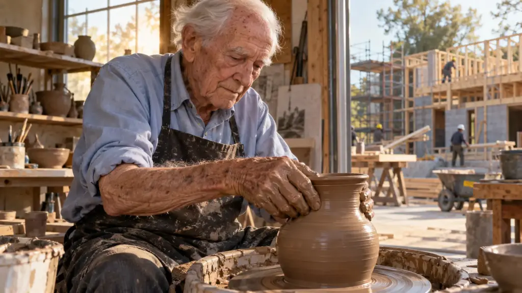 Aos 102 anos, americano ainda trabalha quatro dias por semana na construção civil, participa ativamente nos negócios da família e usa o único dia livre para aprender cerâmica