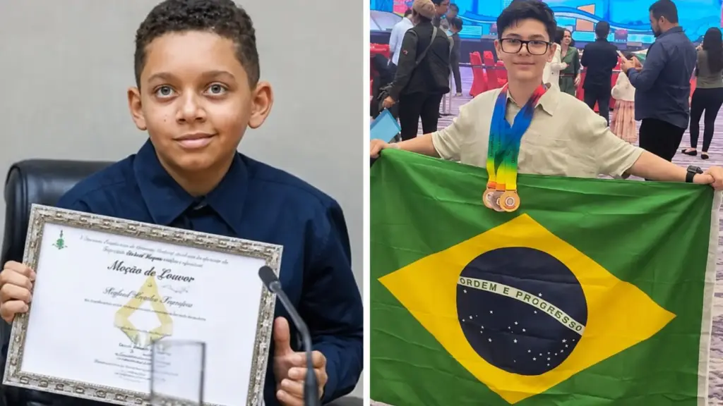 Dois estudantes superdotados de 12 anos do DF ganham viagem patrocinada pela Cotidiano Aceleradora para missão científica nos Estados Unidos, após desenvolverem pesquisas autorais com criptografia quântica e processamento de imagens médicas, serem convidados como palestrantes e se destacarem também em inteligência artificial e segurança de dados