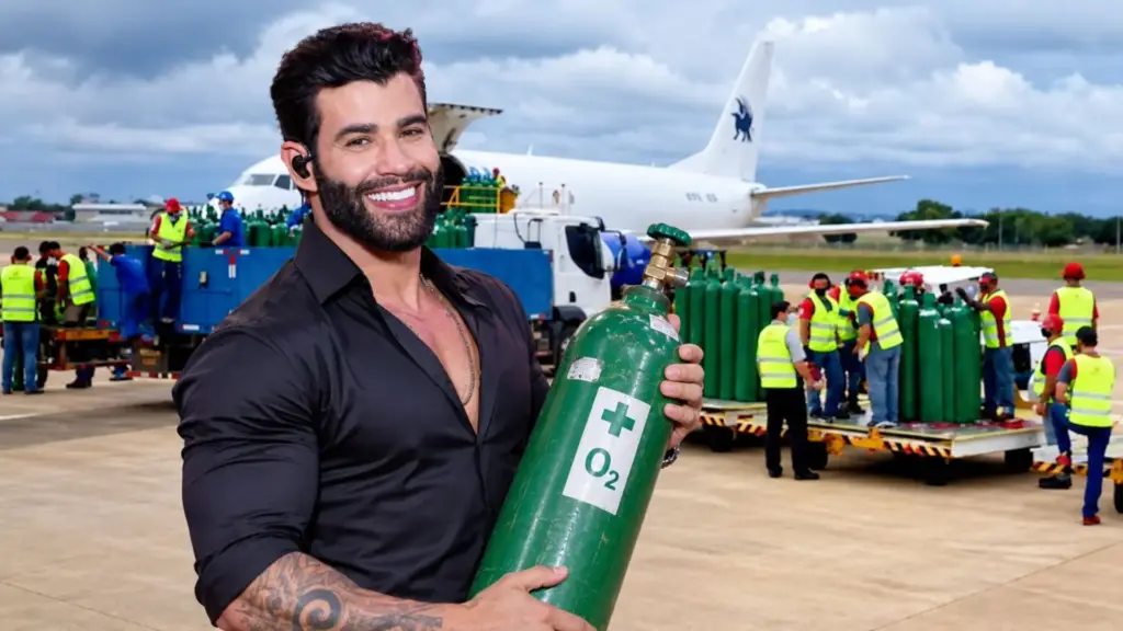 Gusttavo Lima mobiliza Boeing durante colapso de oxigênio em Manaus, leva 150 cilindros de oxigênio para hospitais pelo ar e afirma: “Uma mão lava a outra e as duas lavam o rosto”