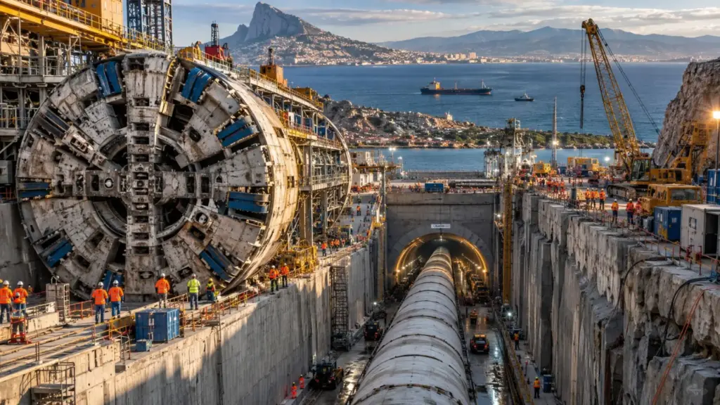 Europa e a África em breve estarão conectadas, se o projeto sair do papel, em uma ligação de 38,5 km, com 27,7 km sob o mar, 30 minutos de viagem e 475 metros de profundidade