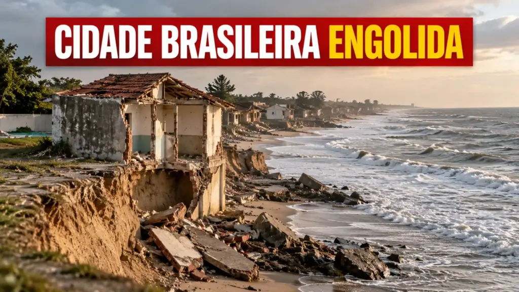 Cidade brasileira está sendo engolida pelo mar: erosão supera 5 metros por ano, casas já viraram ruínas na areia e um novo estudo iniciado em 2026 tenta responder uma pergunta decisiva