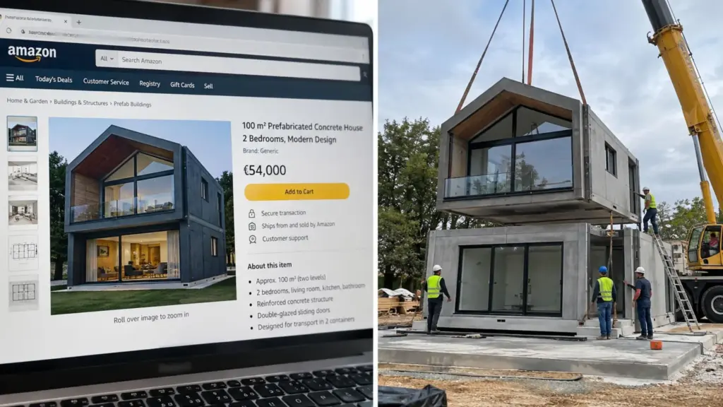Casa pré-fabricada anunciada na Amazon por 54 mil tem 100 m², dois quartos, vidro duplo e estrutura projetada para dois contêineres
