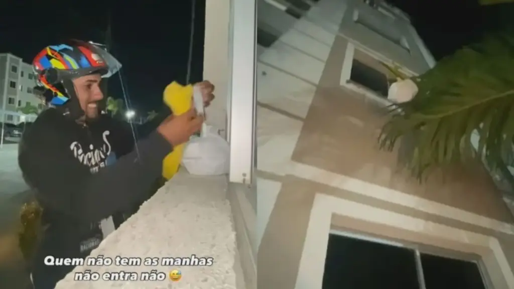 Entregador descobre que cliente recebe encomenda por corda e reação viraliza Entregador descobre que cliente recebe encomenda por corda e reação viraliza
