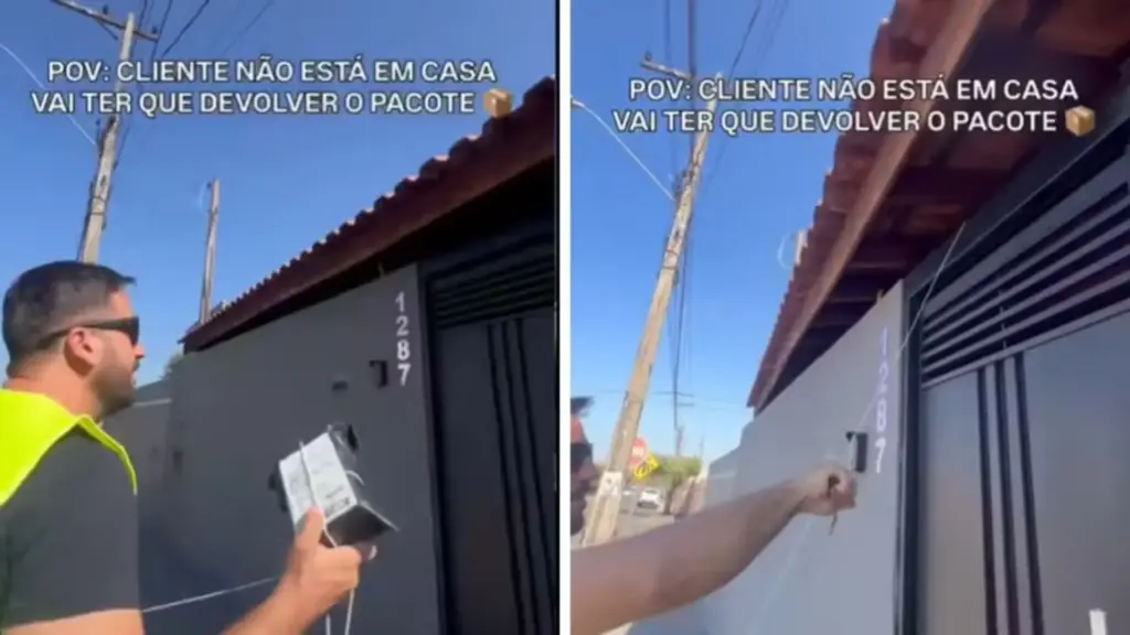 Entregador viraliza após mostrar ‘truque’ para entregar encomenda de cliente que não está em casa; veja o vídeo