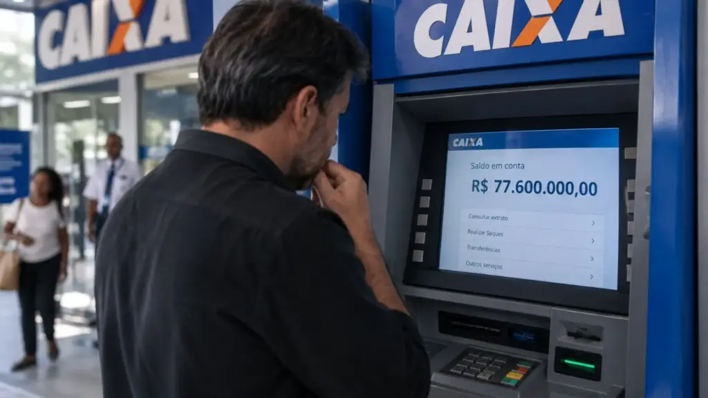 Comerciante acordou com R$ 77,6 milhões depositados por erro do banco, avisou o gerente em vez de gastar, esperou o estorno chegar, viu os R$ 77,6 milhões serem retirados e ficou com R$ 14 mil negativos por outro erro na conta