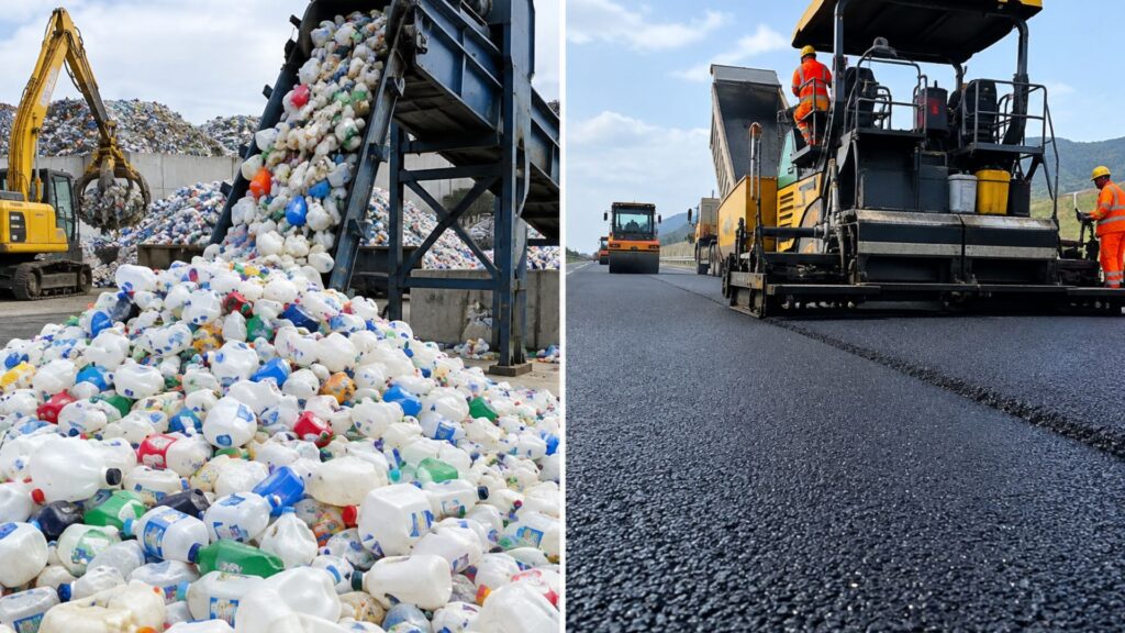 Esqueça o asfalto comum: estrada feita com 6 mil garrafas de leite transforma plástico difícil de reciclar em pavimento e mostra como resíduos rejeitados por recicladores podem ganhar nova vida na China. Esqueça o asfalto comum: estrada feita com 6 mil garrafas de leite transforma plástico difícil de reciclar em pavimento e mostra como resíduos rejeitados por recicladores podem ganhar nova vida na China.