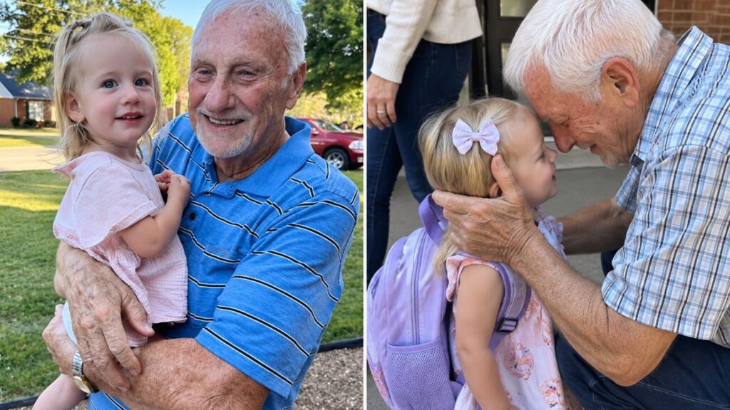 Família se muda para nova casa sem parentes por perto e conhece casal de vizinhos idosos, começa a vê-los diariamente e incluí-los na rotina dos filhos até transformá-los em parte da família; aos 83 anos, ele compra presentes para a menina de 22 meses, chora no primeiro dia de escola e até dirige à creche para vê-la