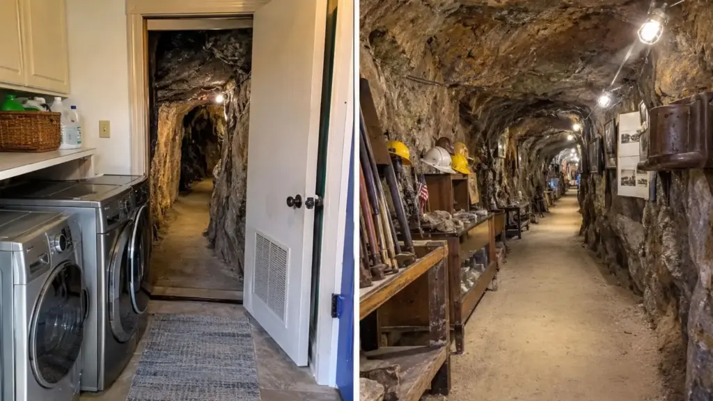 Casal compra uma casa degradada ligada a uma antiga mina-escola e, ao recuperar o túnel, instala nova iluminação, decorações e peças históricas, adapta uma passagem de algumas centenas de pés acessível pela lavanderia e transforma o espaço em área de festas e pernoites para receber convidados