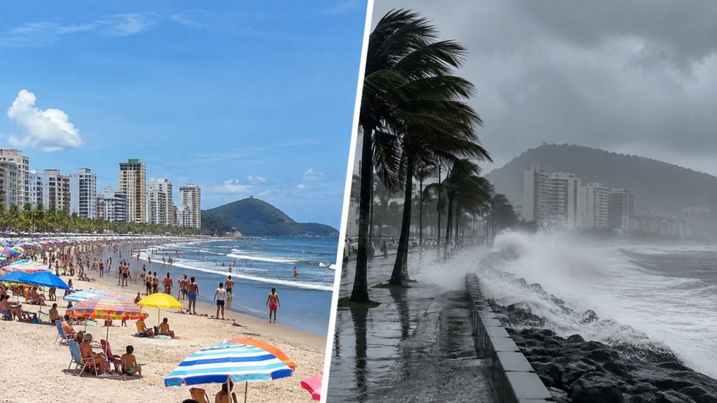 Depois de ciclone e chuvas, chegou a hora do calor: litoral de São Paulo pode ter temperaturas acima do normal na primavera, com pico previsto entre novembro e dezembro e risco de temporais, segundo Climatempo