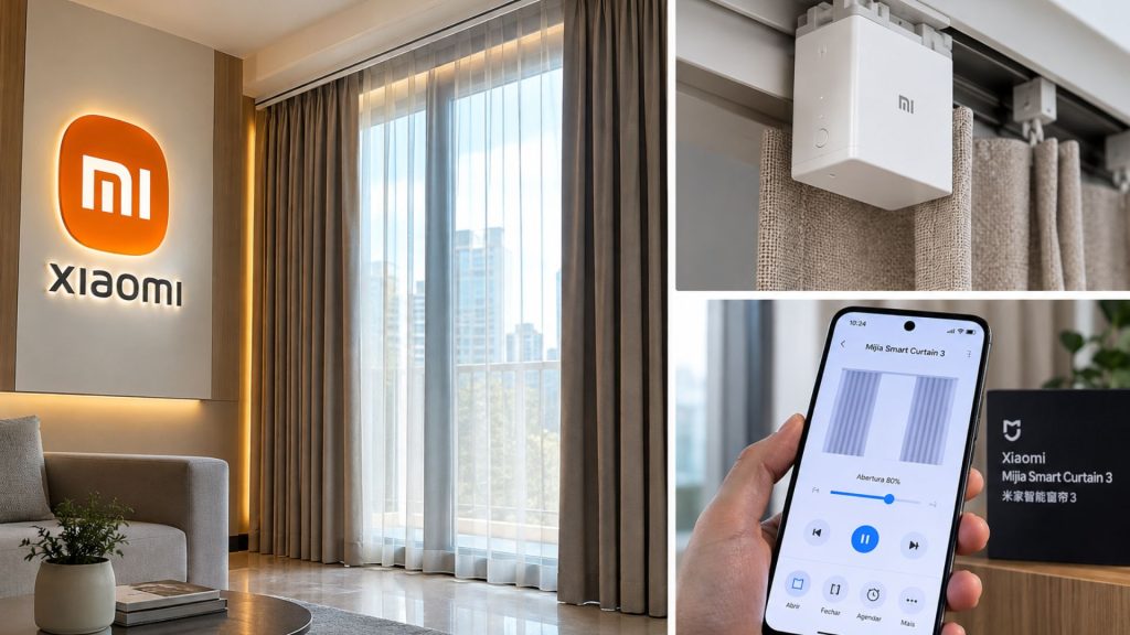 Xiaomi lança cortina inteligente para trilhos de até 8 metros, com capacidade para puxar 50 kg, seis formas de controle e integração com HyperOS