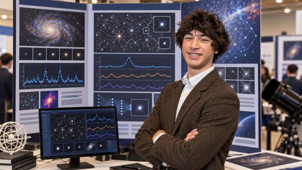 Jovem de 18 anos percebe que bilhões de observações feitas pela NASA escondiam informações ainda pouco exploradas, cria algoritmo de inteligência artificial para analisar mudanças de brilho no céu e identifica mais de 1,5 milhão de candidatos a fontes variáveis, incluindo objetos que nunca haviam sido estudados