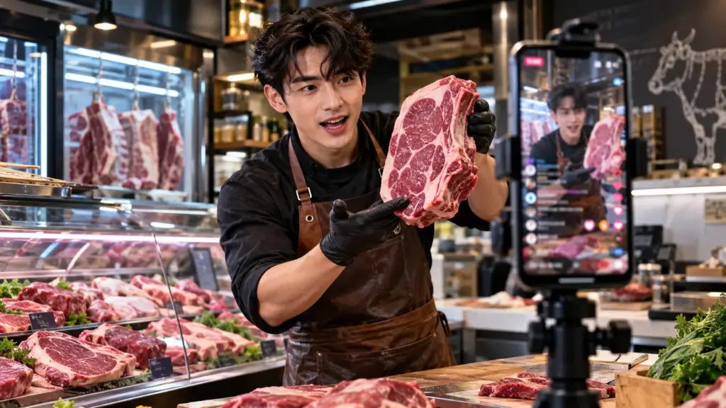 Açougueiro de 25 anos transforma paixão da mãe e da avó por televendas em transmissões de carne fresca, vê pedidos saltarem 600% e traz açougue para as telas no Reino Unido